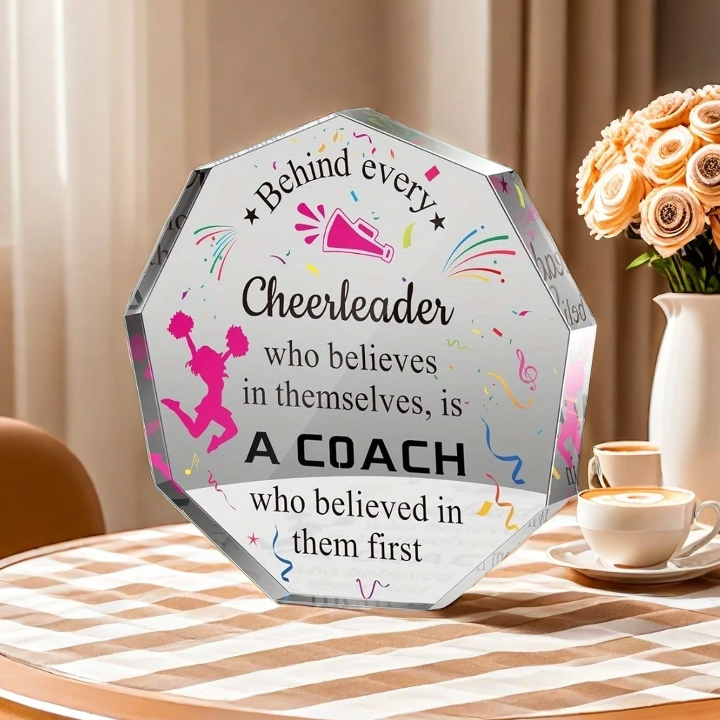 1 لوحة هندسية نابضة بالحياة، مثالية لهدايا شكر مدرب التشجيع، لافتات شكر فريدة من نوعها، ديكور المكتب والمنزل