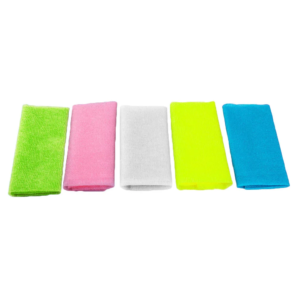 

5pcs Nylon Bath Towel Long Exfoliating Shower Scrubber For Back Women Men Mixed Color Portable Deep Clean Skin Massage Dead Cell