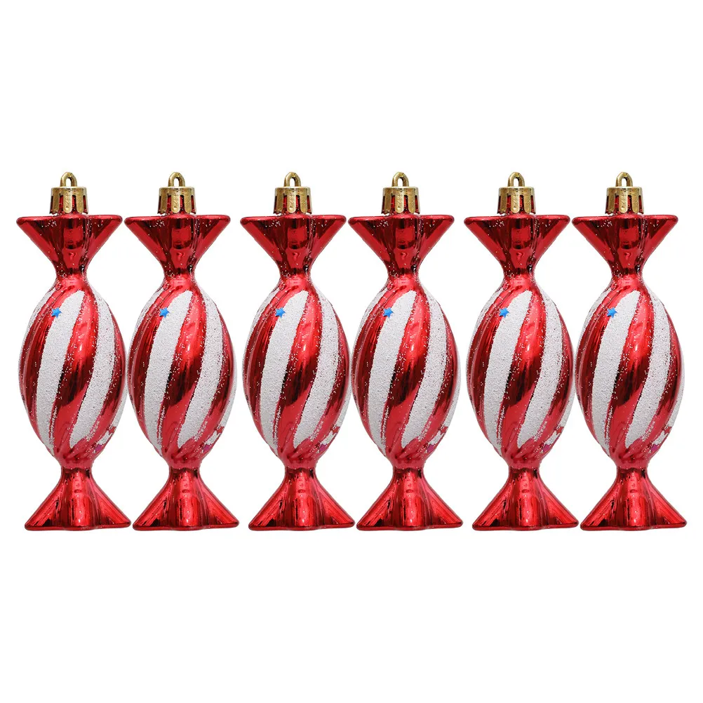 6Pcs Christmas Candy Pendant Decoration Reusable Non Deformable Candy Ornaments for Tree Dorm Party Photo Prop Xmas Hanging