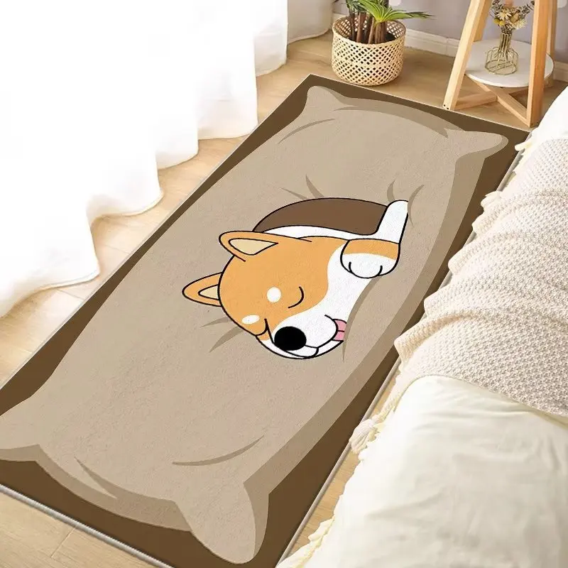 Cartoon Corgi Runner Teppich, niedliches Hundemuster, rutschfester Teppich, Tiere, Thema, Nachttisch, Bodenmatte, Zuhause, Innenbereich, Eingang, rutschfeste Matte