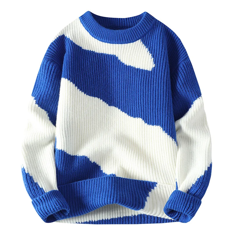 Men's New Autumn Winter Casual Warm Neck Sweater Knit Pullover Tops Mens Casual  Streetwear Warm Knitting Pullovers