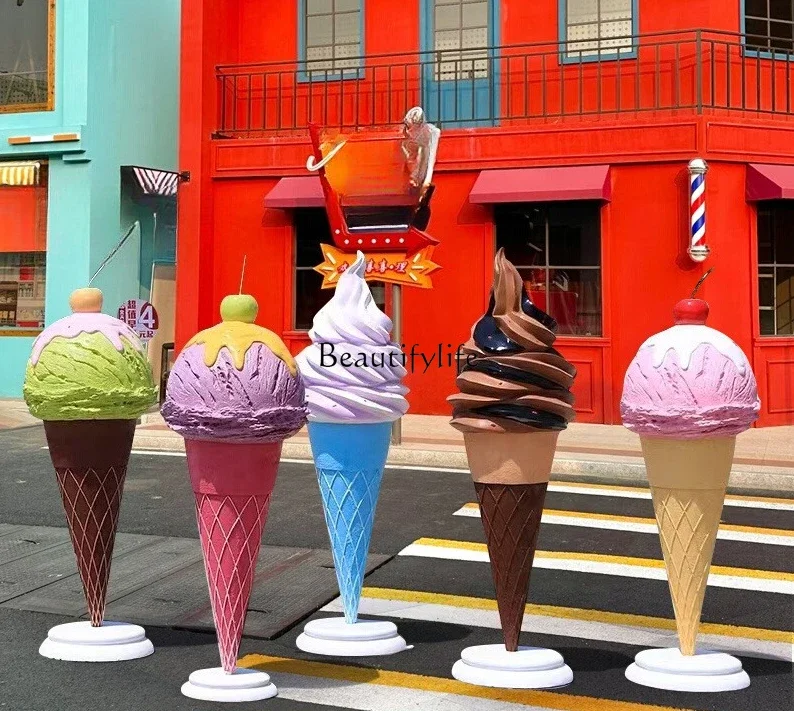 

X4 Door decoration wall-mounted ice cream sculpture ornament melting ice cream model outdoor luminous dessert shop