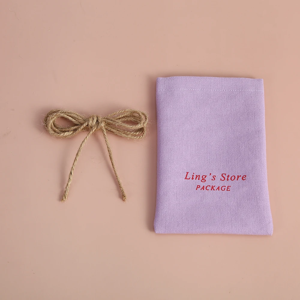 100pcs Purple Cotton Burlap Drawstring Bucket Jewelry Bag Custom Logo Jewelry Packing Wedding Party Candy Gift Bag ORganizer