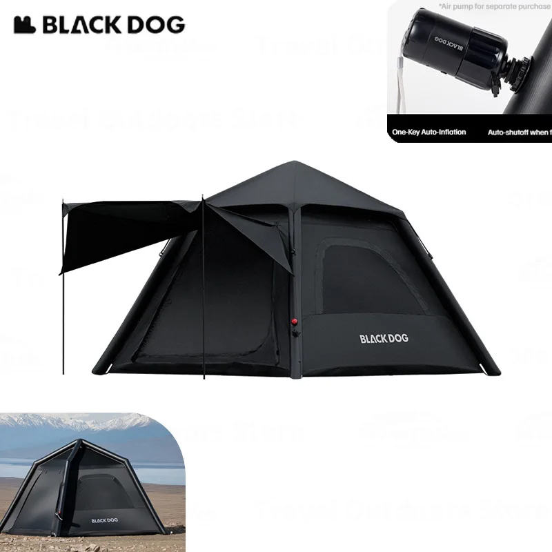 

BLACKDOG автоматическая палатка для отдыха в одно касание, быстро открывающаяся двухдверная надувная палатка для кемпинга, уличная, с черным покрытием, водонепроницаемая, утолщенная