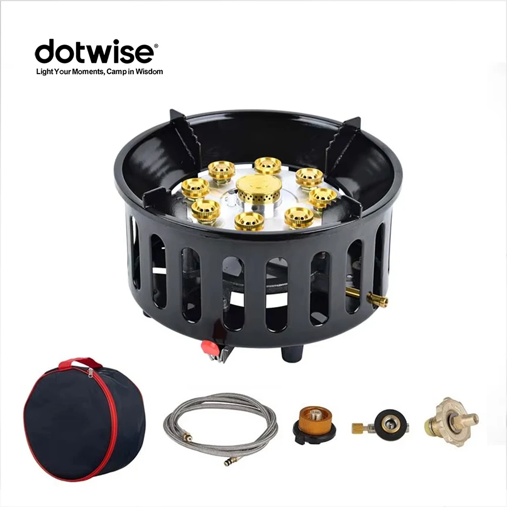21000 W Campingkocher, 9-adrig, leistungsstark, starkes Feuer, Touristen-Gasbrenner, tragbar, winddicht, elektronische Zündung, Campingausrüstung