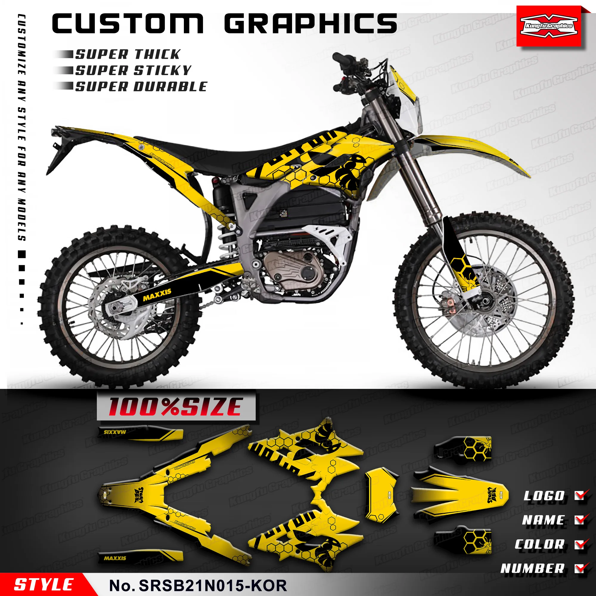 

Наклейки KUNGFU GRAPHICS, полные клейкие наклейки для Storm Bee Dirt eBike, SRSB21N015-KOR