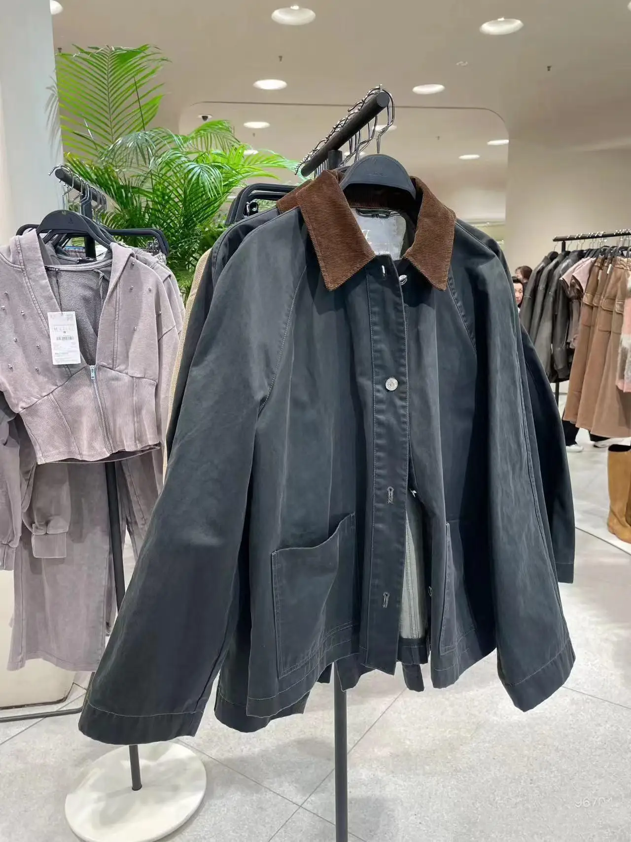 Wiosna Jesień Nowości Damska Kurtka do Pracy Luźny Krój Długi Rękaw Skórzana Kołnierz Stójka Płaszcz Odzież Wierzchnia