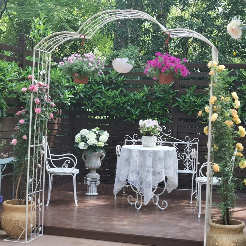 Garden wrought iron arch climbing vine shelf, balcony grape rose rose rose traction arch climbing flower stand, bracket