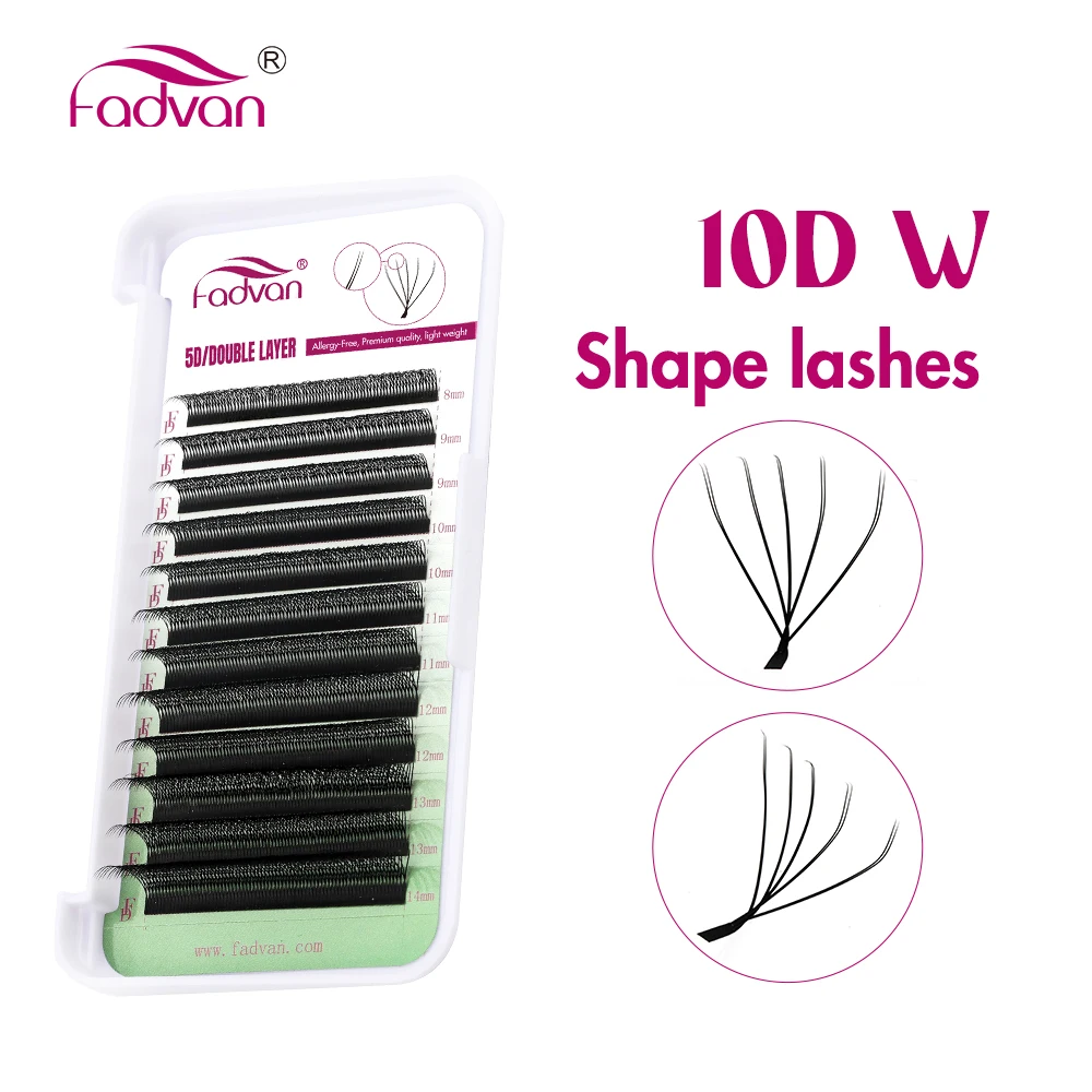 Fadvan 10D W Shape Lashes Extension Dense Double Layer 5D W Eyelashes Premade Fans False Lash