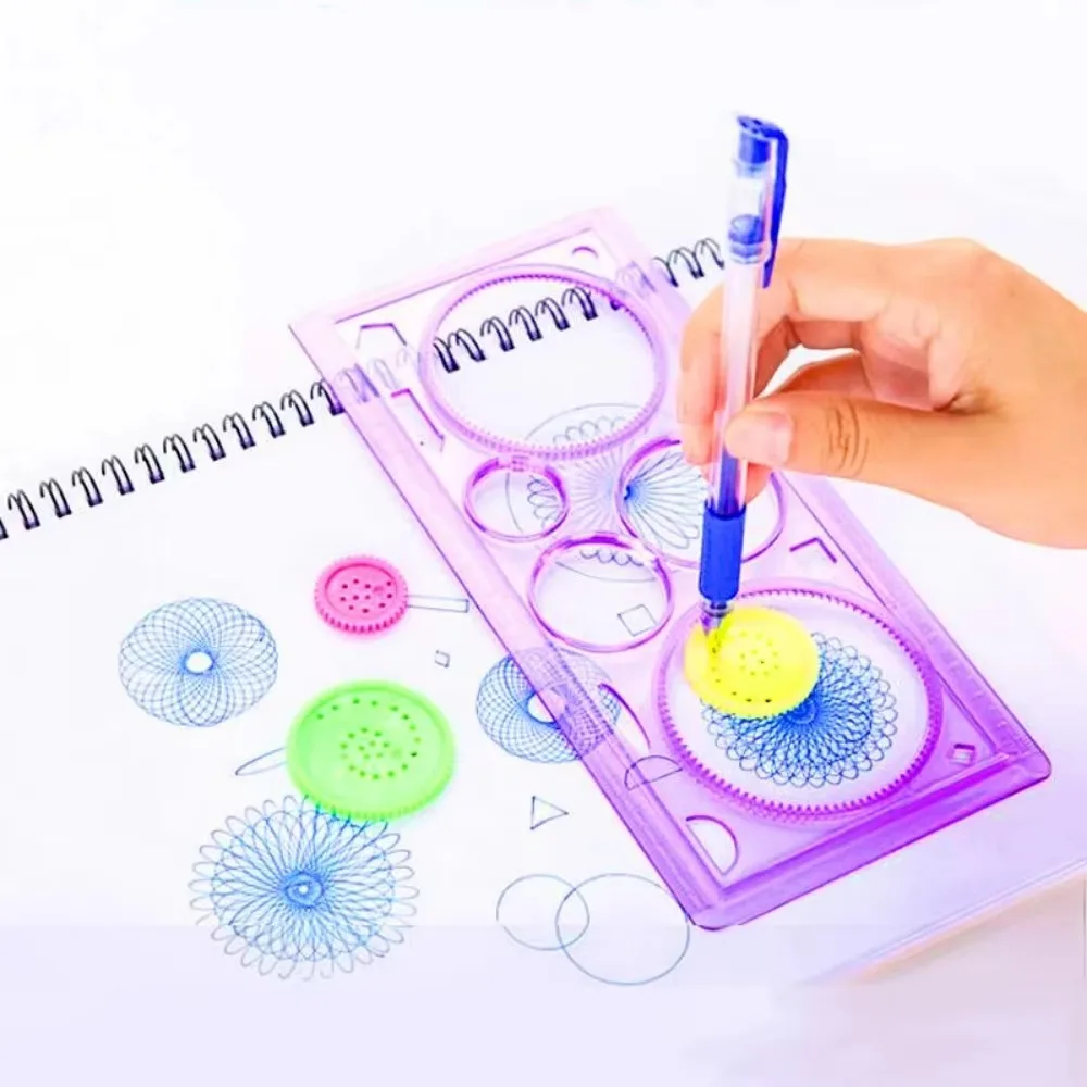 1pc geometrie spirograaf tekening stencils set schilderij sjabloon kunst ambachten creatief kinderen educatief speelgoed verscheidenheid aan bloemen liniaal