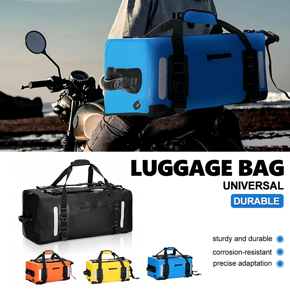 Motorcycle Bag Multi‑D‑Ring Strap Mount Outer Zipper Pocket Submersible Dry Duffel For Adventure Riding Mod Parts