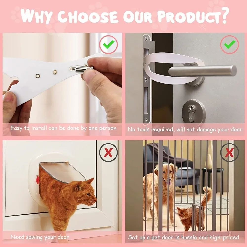 

2pcs/set Adjustable Pet Separation Door Elastic Lock Anti-dog Cat Door Bracket Elastic Gate Lock Fish Shape Cat Door Holder