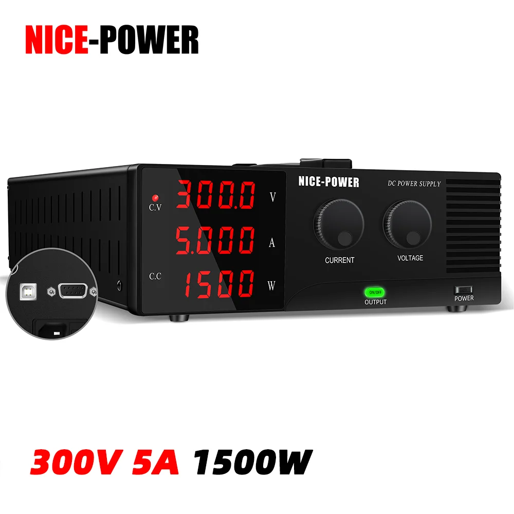 NICE-POWER R-SPS3005 Lab DC High Power Supply 300V 5A 1500W With 4-Digital Display USB/RS-232/RS485 Optional For Motor Drive