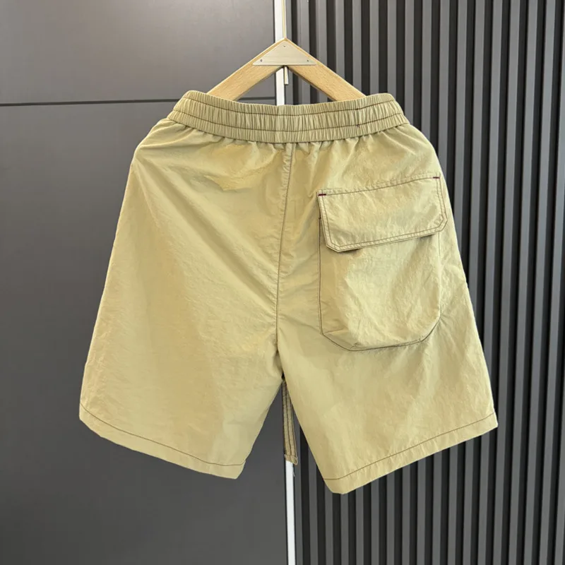 HKSH Summer New Men\'s Tide Chic Pockets Capris Quick Drying Safari Style Shorts Solid Color Korean Thin Knee Length Pants HK1752