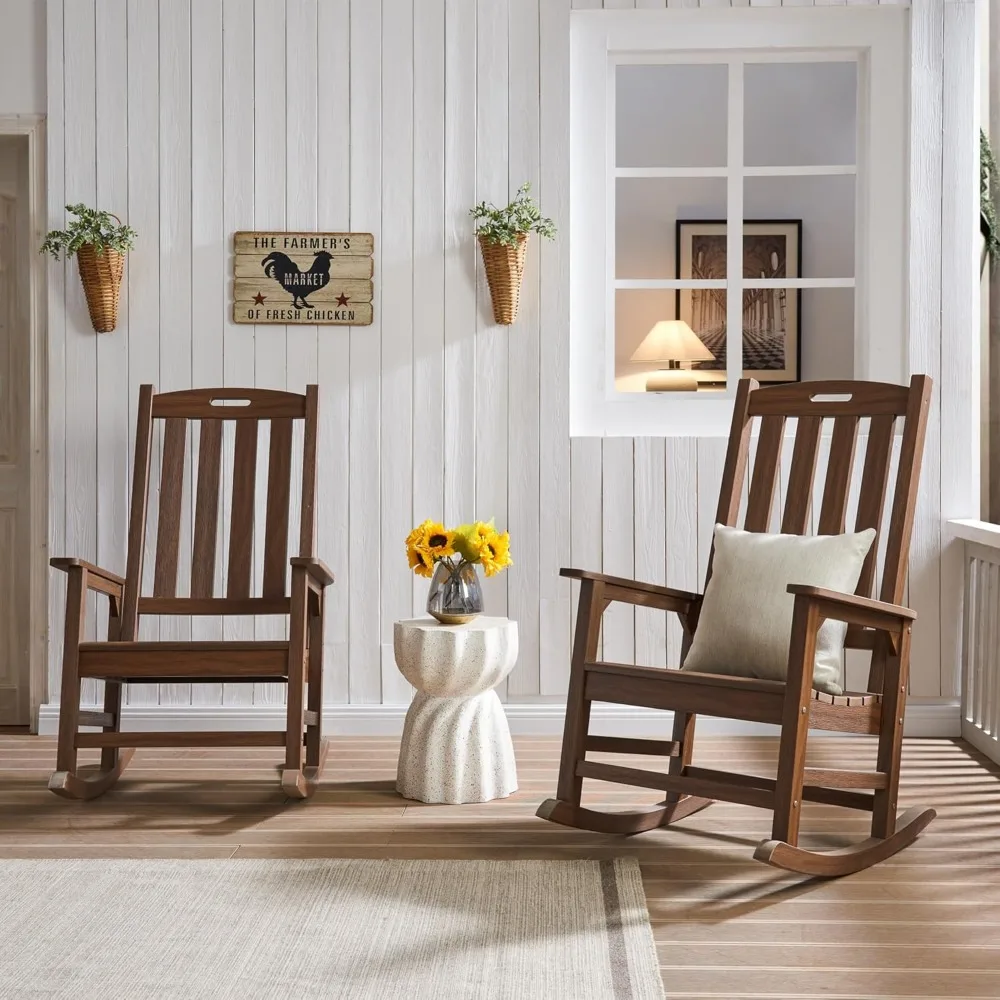 

Outdoor Rocking Chair Set of 2, Poly Lumber Oversized Rocking Chair with 21" Wide Seat and 32" Tall Backrest,