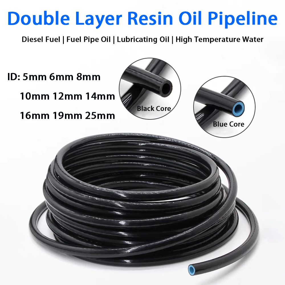 

1M TPU Black Resin Oil Pipeline Diesel Hose 5/6/8/10/12/14/16/19/22/25mm High Temperature Pressure Explosion-Proof Fuel Hoses