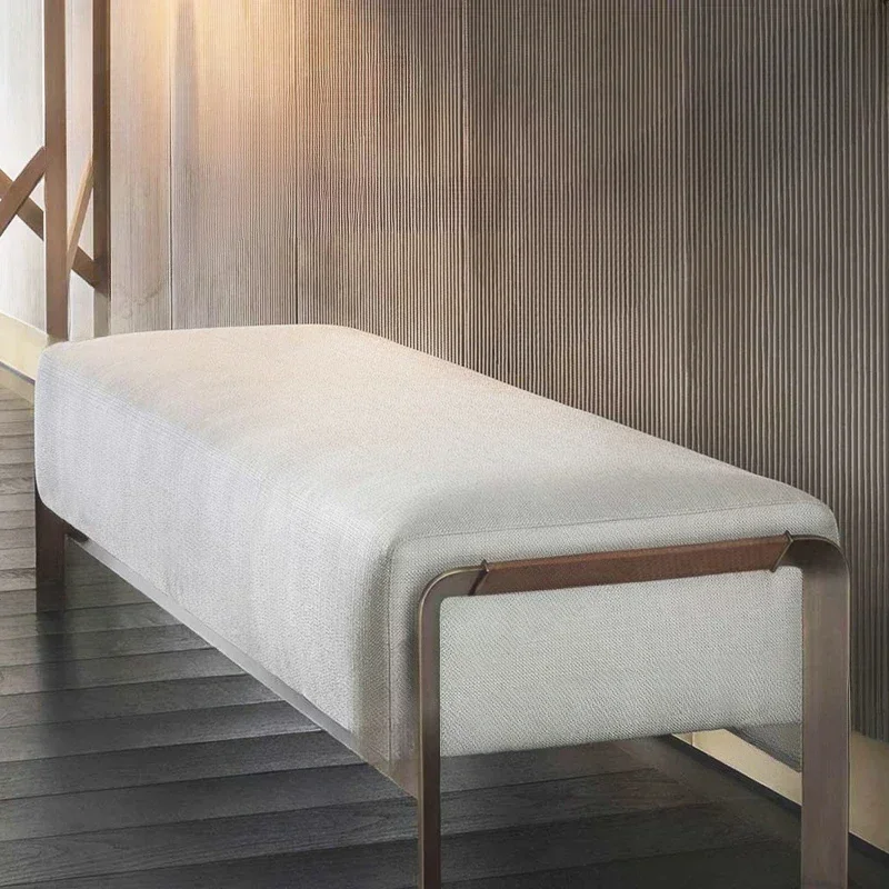 

factory direct sales Footstool Bedroom Light Luxury Personality Strip Metal Home Shoe Stool