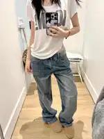 Women American Retro Baggy Jeans Streetwear Wide Leg Denim Pants Wide Fit Y2K High Street Harajuku Tide 2000s Trousers 3