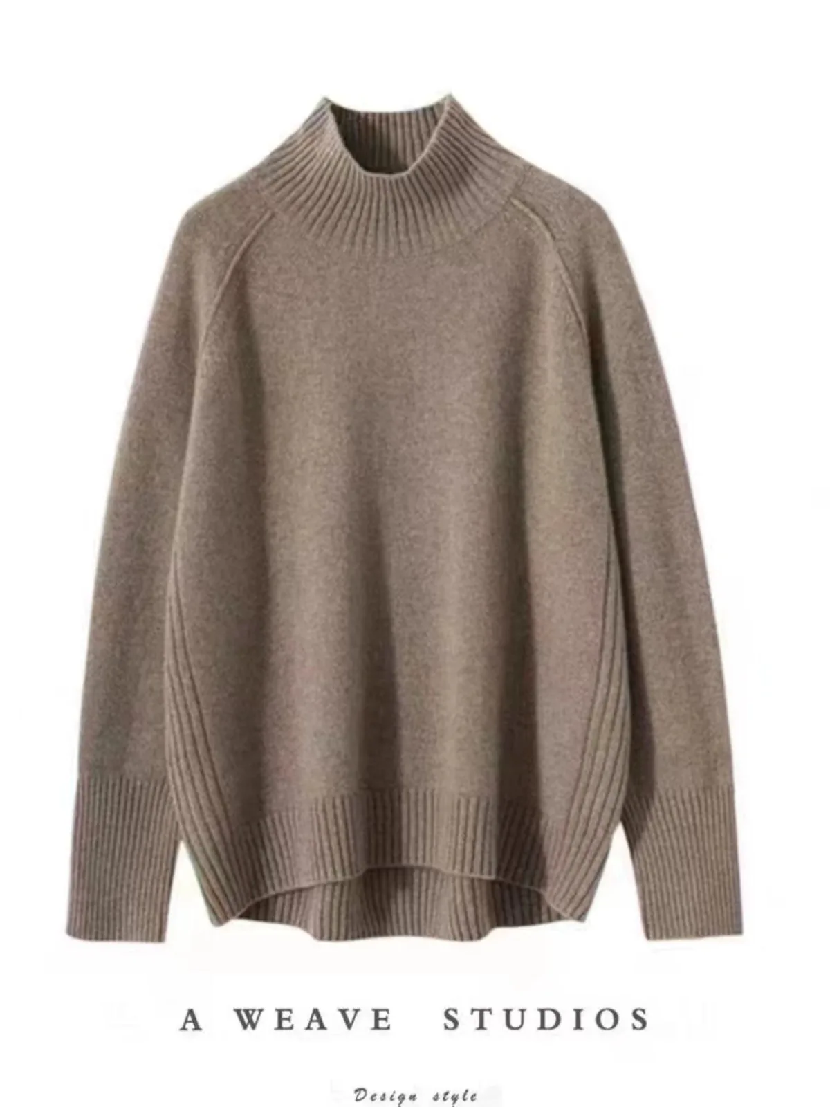 2023 autumn and winter new 100% pure cashmere sweater women\'s turtleneck thick pullover loose wool knit bottom shirt