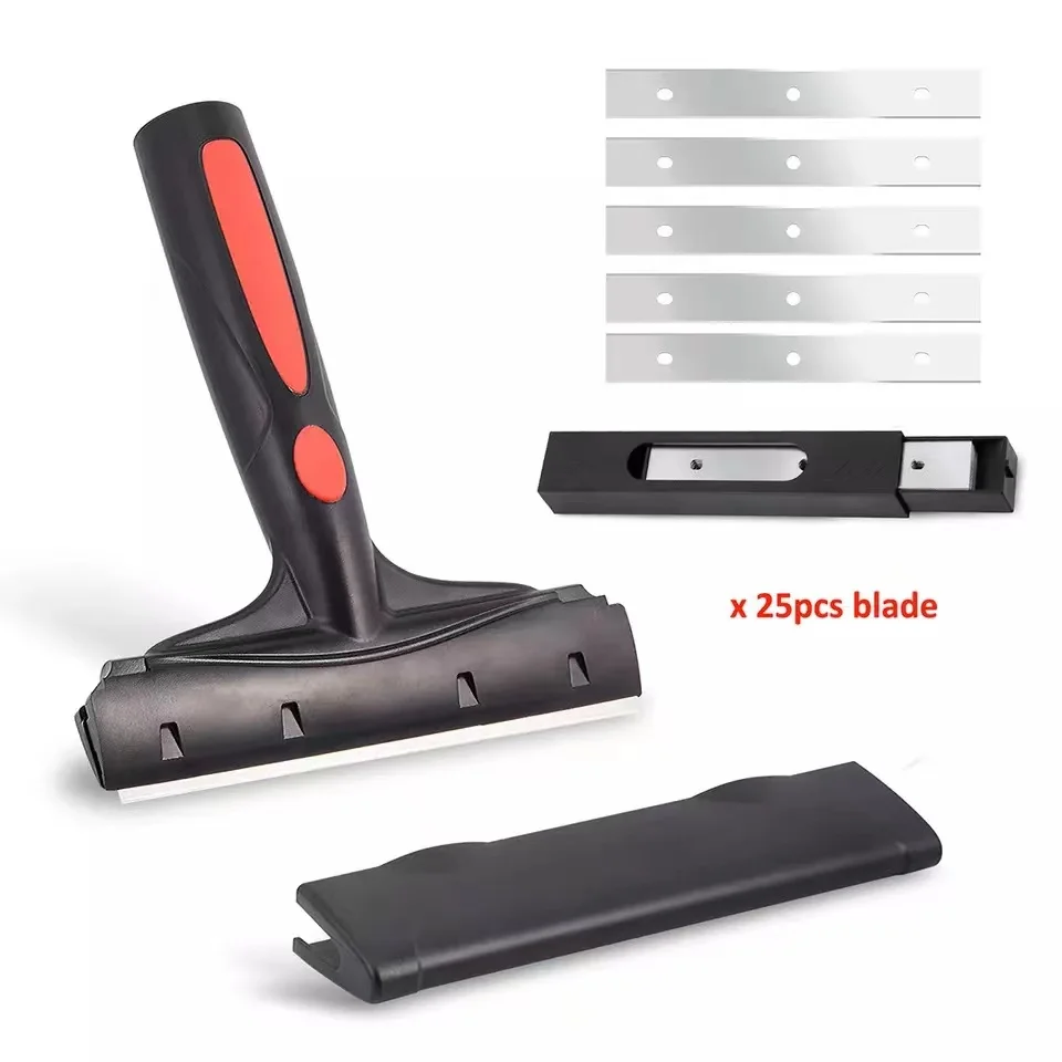 1pcs Car Sticker Remover +25pcs Replaceable Blades Handled Scraper with Metal Blade Household Glass Window Tint Squeegee Decals