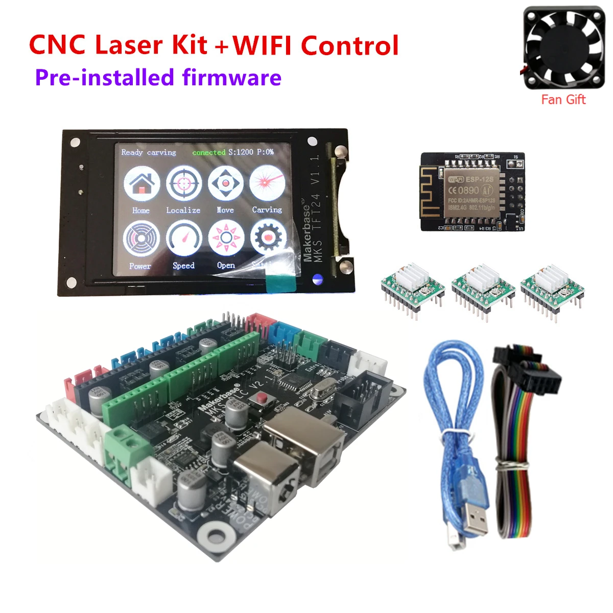 cnc3018 Pro OFFLINE controller breakout panel DIY beginner parts for desktop cnc milling machine MKS DLC V2.1 TFT24 display