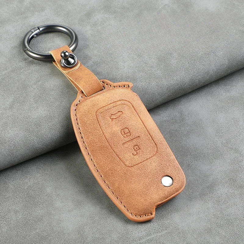 

Leather Car Flip Key Case Cover Shell For Ford Focus 2 3 Ecosport C-Max S-Max Ka Mondeo Kuga Galaxy Fiesta Keychain Accessories