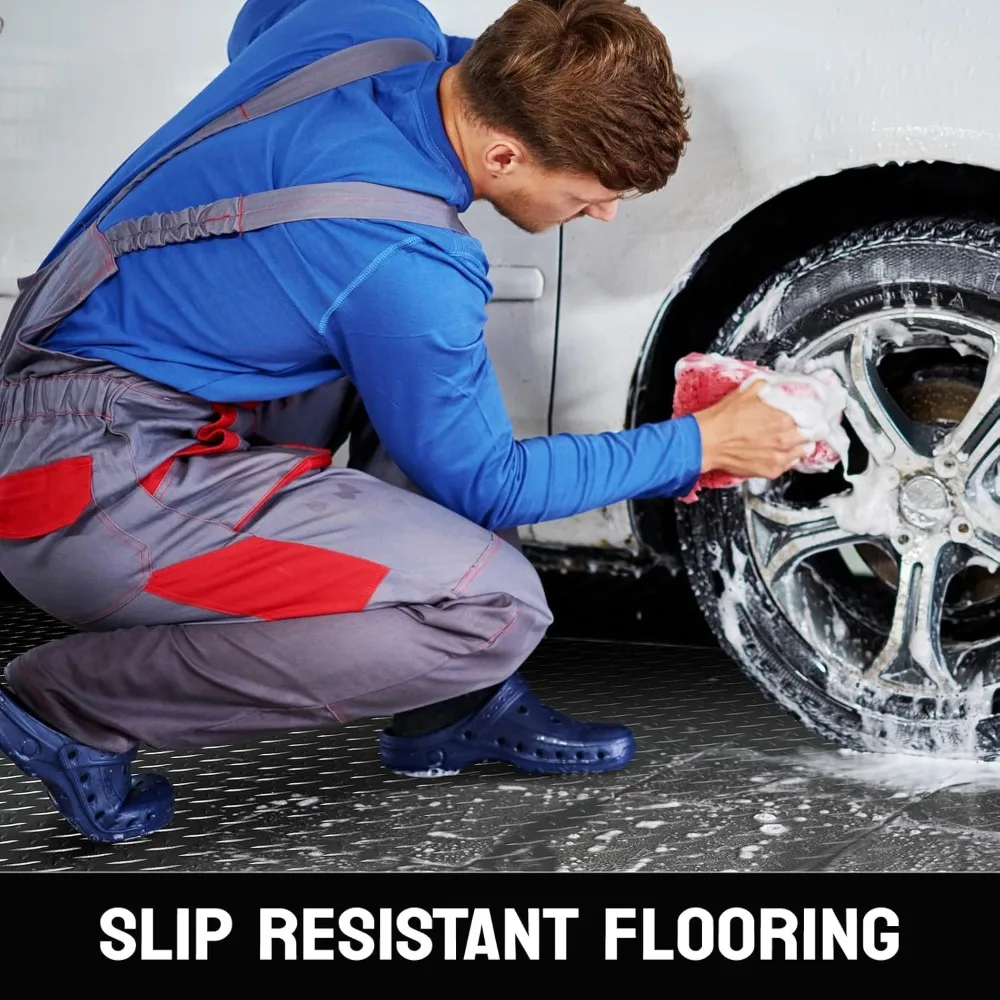 Tappetino per garage in PVC con piastra diamantata addensata, 7,5 x 20 piedi, rotolo per pavimenti resistente per riporre auto e parcheggio