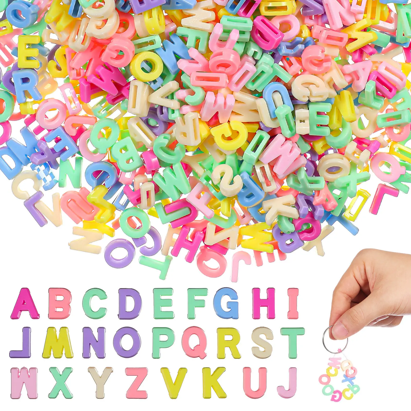 700Pcs Decorative Alphabet Beads A-Z Smooth Finish Multi-Color Letter Beads for DIY Jewelry Crafting Bracelets Necklaces