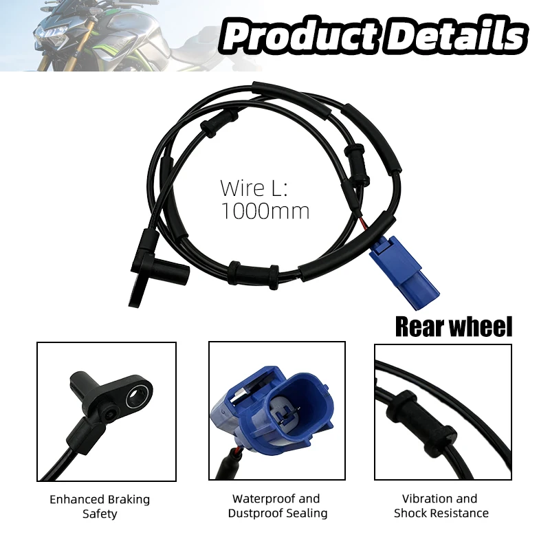 Motorcycle Front Wheel ABS Speed Sensor For For Kawasaki Z900 2017-2021 ABSF ABSR Wheel Speed Sensors 007V501E6 007V501E5