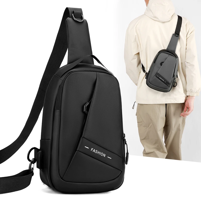 

Men's Lightweight Waterproof Chest Bag Sporty USB Charging Sling with Multi-Pockets Durable & Hands-Free for Outdoor Activities