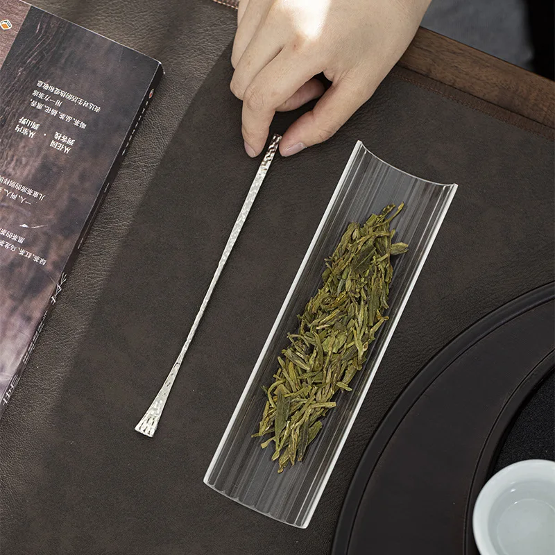 Glass Tea Spoon Tea Shovel Two-Piece Set Transparent Tea Tray Tea Ceremony Accessories Six Gentlemen Tea Set Accessories