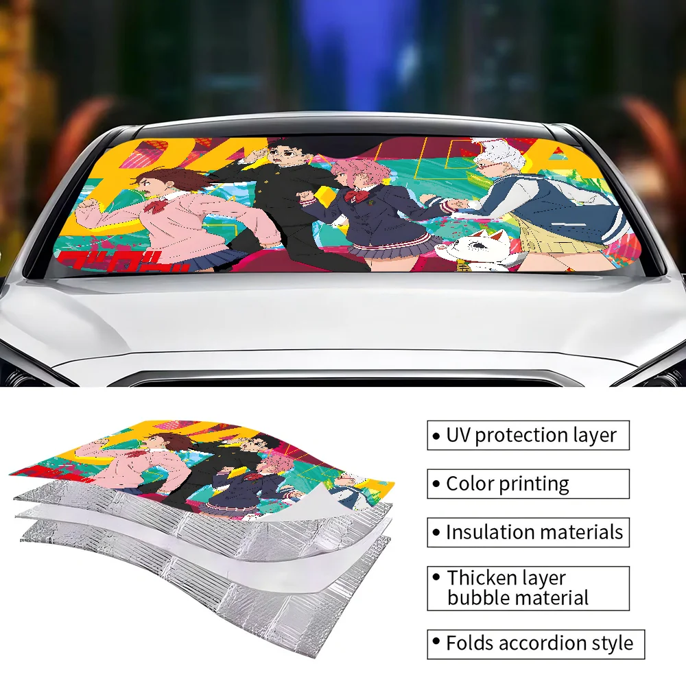 Anime D-dandadan Car Window Sun Shade Windshield Anti-UV Protection Front Rear Windshield Block Cover Visor Accessories