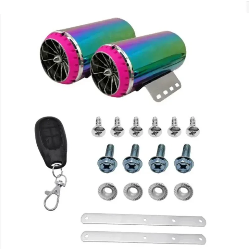 With Simulator Exhaust Pipe Motorcycle Audio Battery Car Bluetooth Subwoofer Electric Car Plated Color Speaker NEW 1 Set