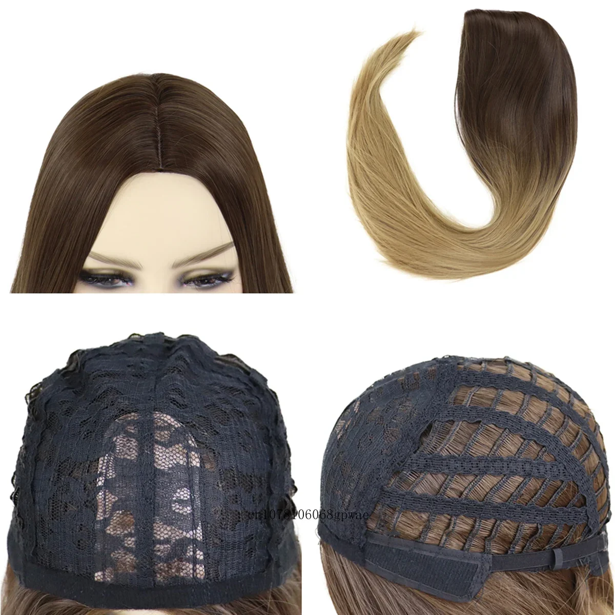 Syntetyczne peruki damskie Ombre Brązowa peruka dla Afroamerykanek Długa Jedwabna Prosta Peruka Codzienna Kostium Cosplay Impreza Odporna na Ciepło
