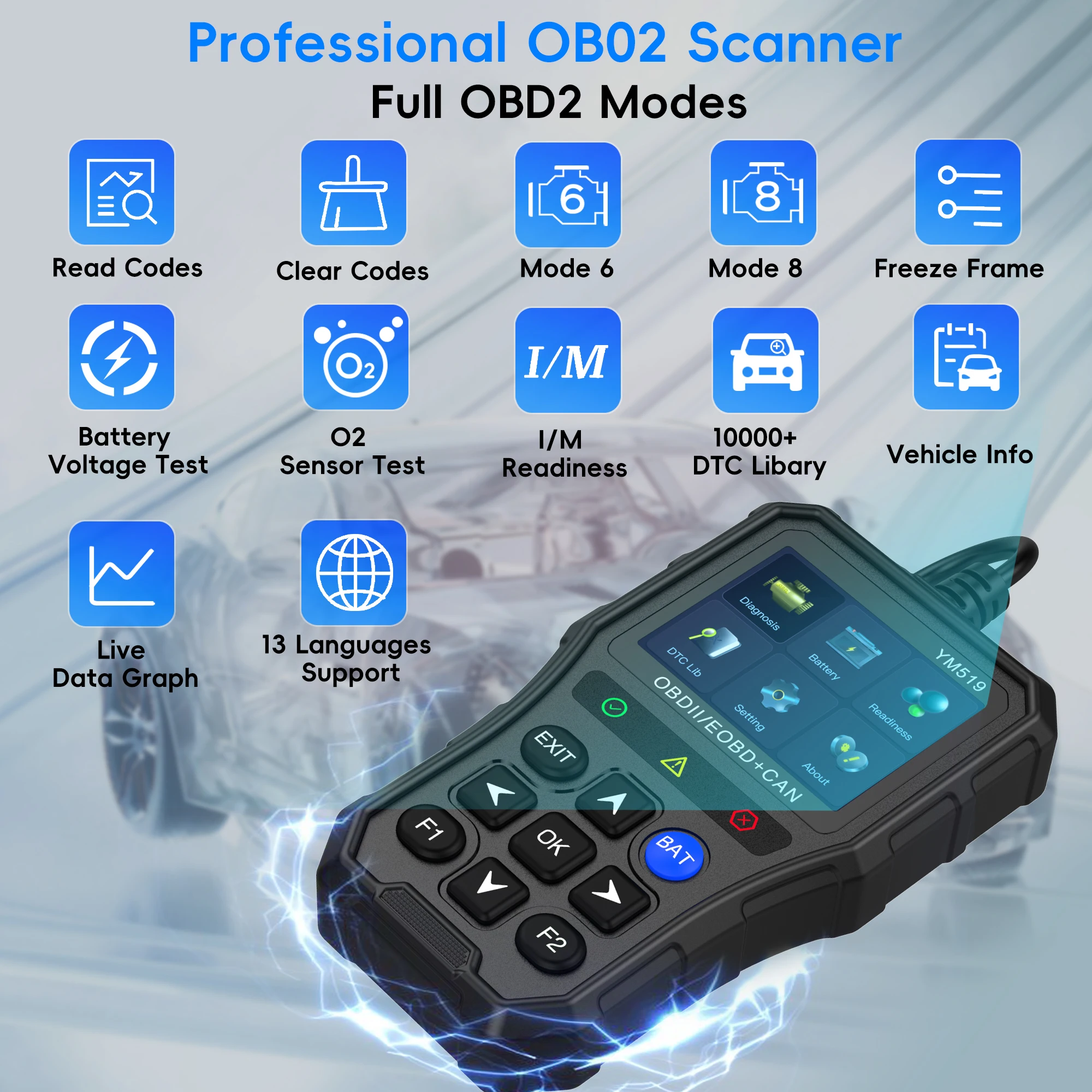 OBD2 Scanner Diagnostic Tool, Check Engine Code Reader,Profession Auto Check Engine Light Car Diagnostic Scan Tool