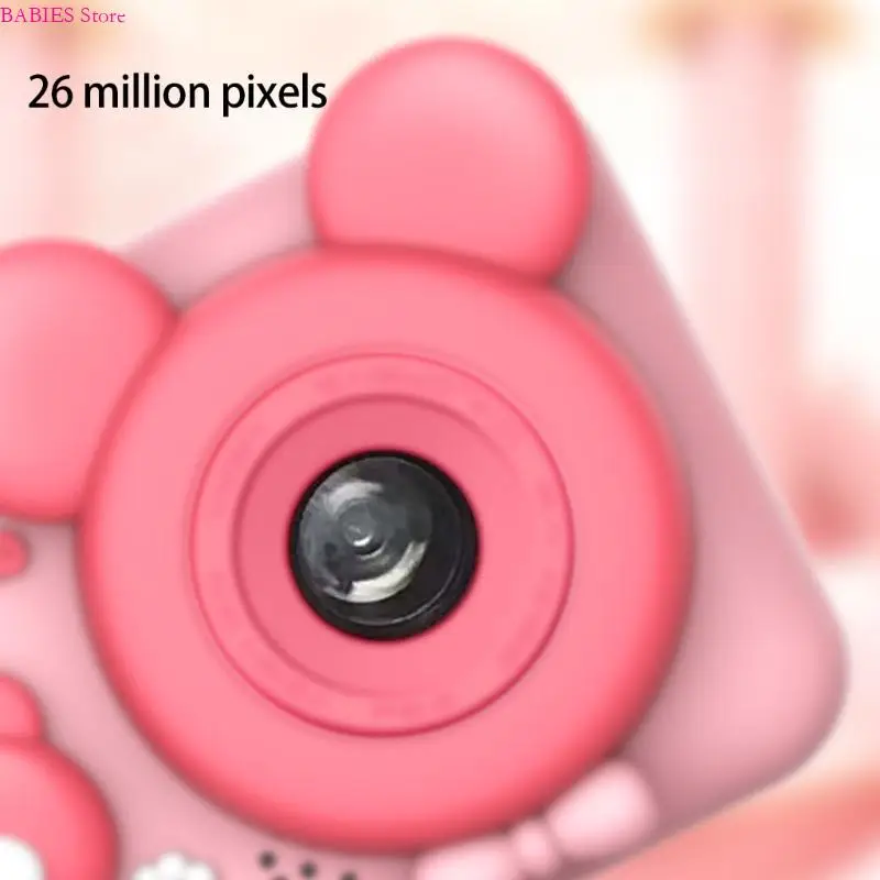 C9GBキッズおもちゃカメラピンクベアスタイルダブルハイデフネーションカメラ調整可能な角度スタンド使いやすいクリエイティブフォトモード