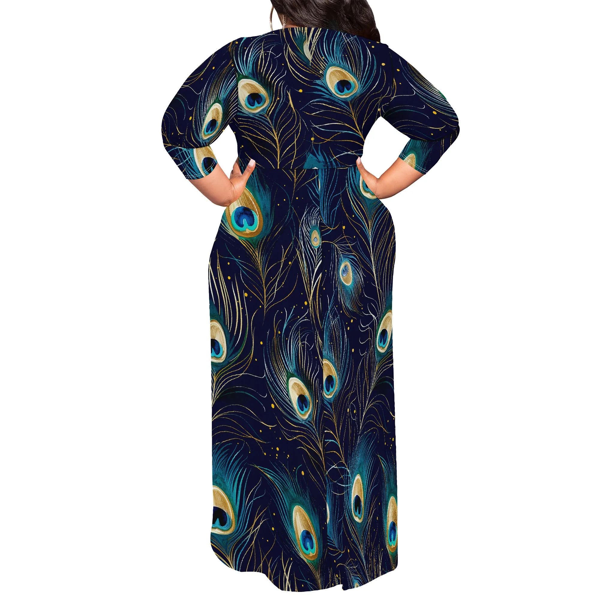 Why This Plus Size Peacock Feathers Maxi Dress Is My Go-To Choice for  Summer Events and Beyond
