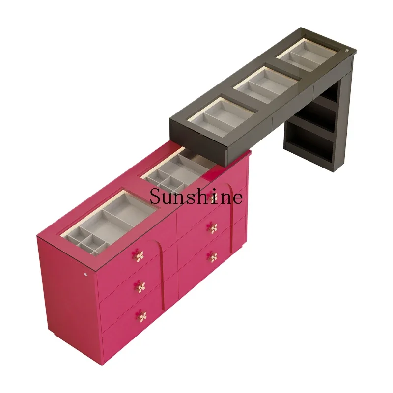 

Barbie Jewelry Cabinet Integrated Double Nail Art Table with Light Storage Cabinet Medieval Black Flip Beauty Table