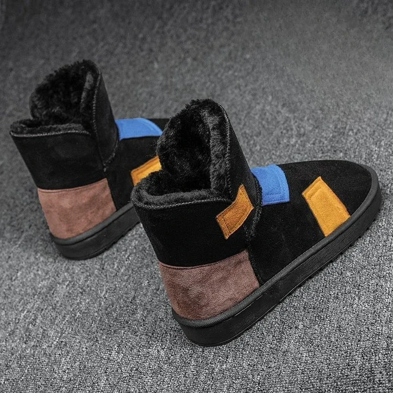 Couples 2025 New Winter Men's Snow Boots Fleece Lined Warm Cold Resistant Shearling Boots Thick Sole Casual Korean Style