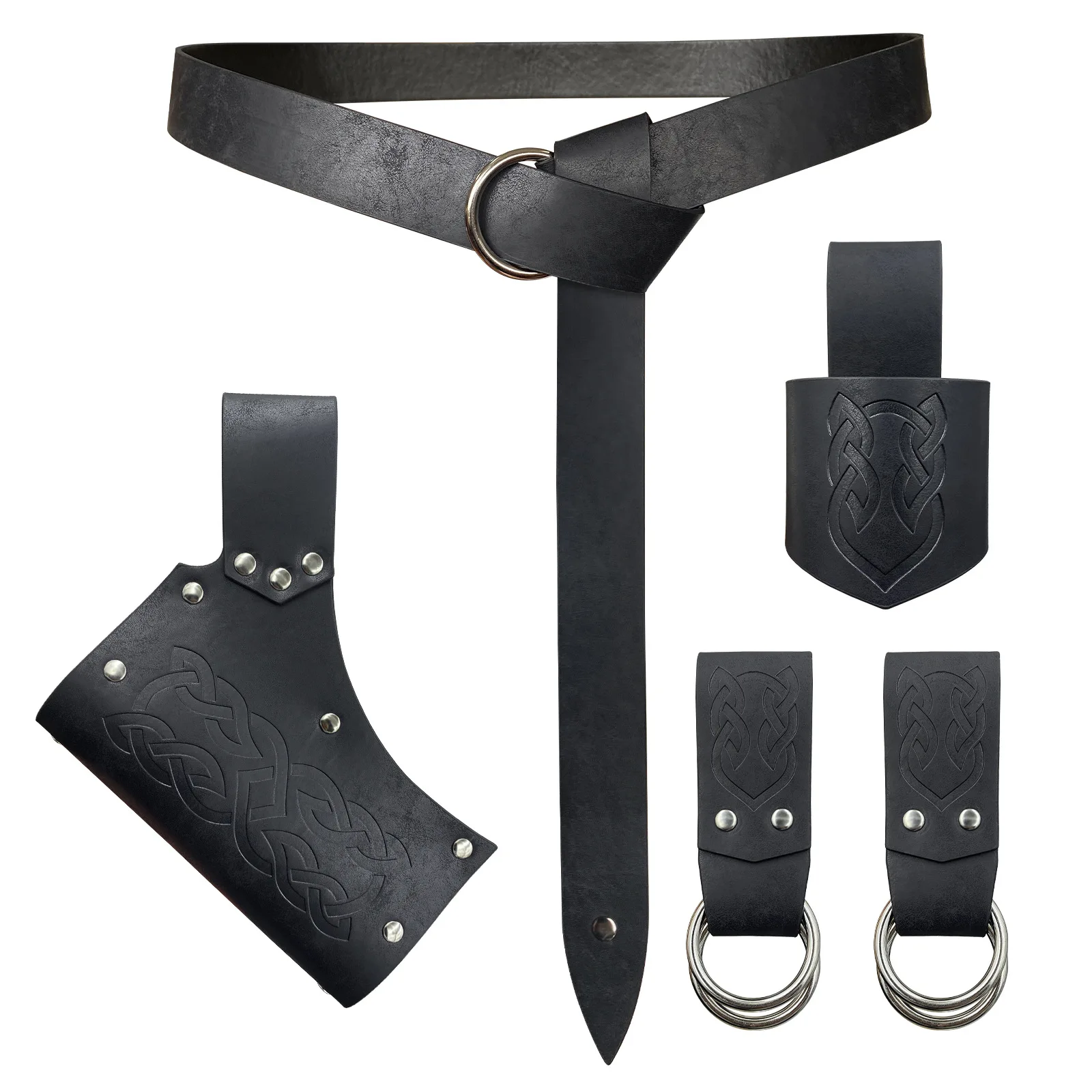 Medieval Knight PU cinto de couro para crianças, acessórios masculinos, bolsa para cinto, moda universal, suporte para cosplay para meninos, anime