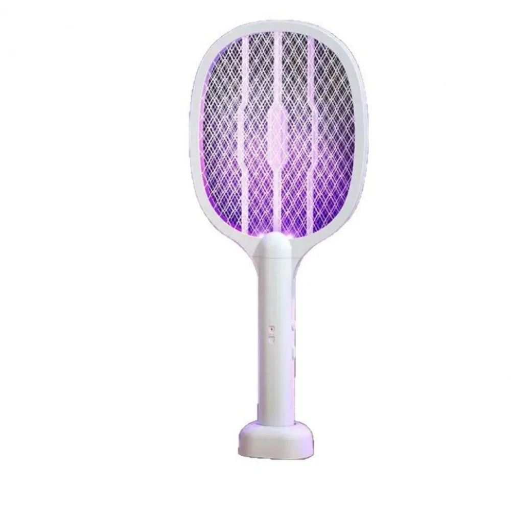 2 in 1 Electric Mosquito Swatter USB Rechargeable Foldable Bug Zapper Racket 3000V UV Light Trap Mosquito Killer Lamp