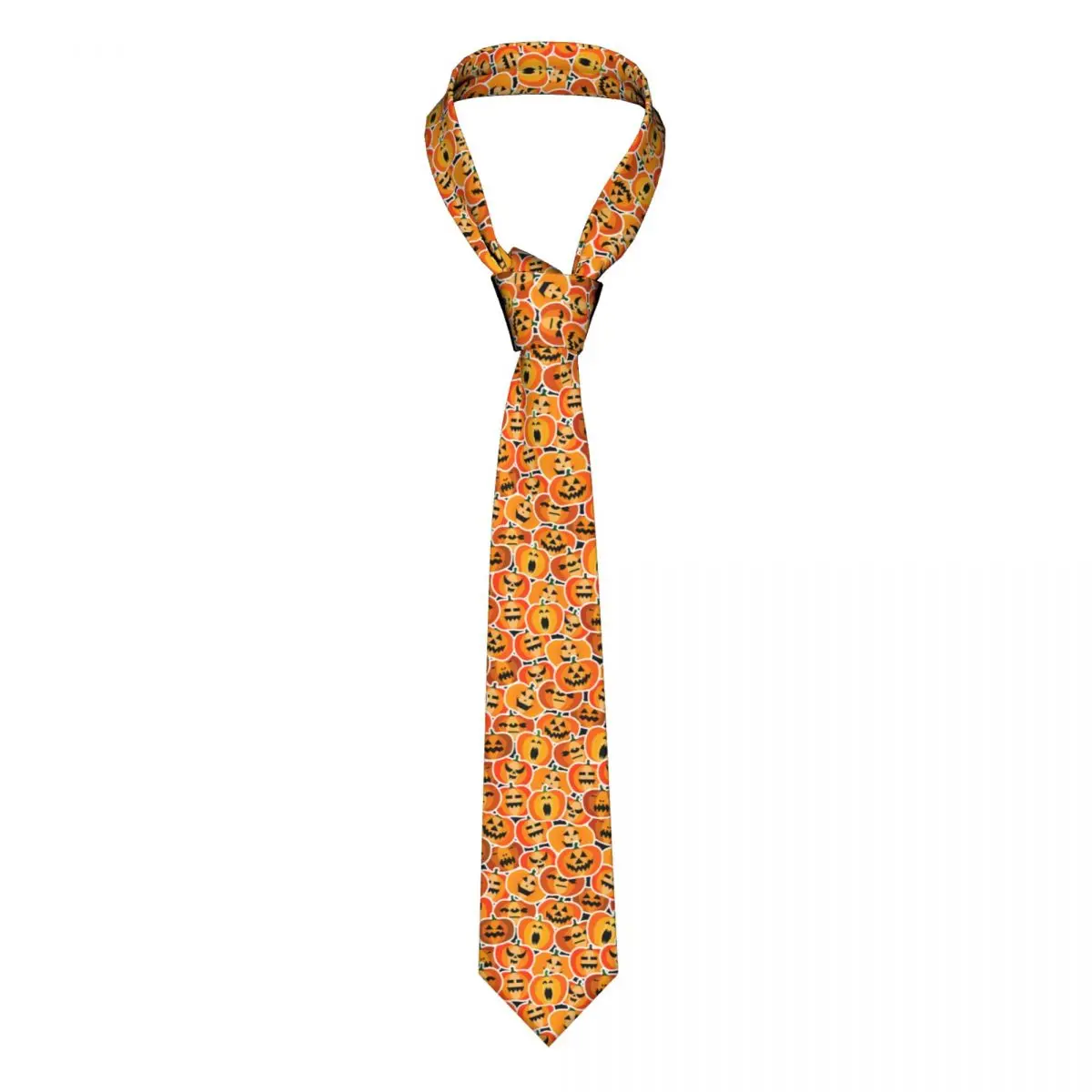 

Halloween Scary Orange Pumpkins Tie Skull Ties Daily Wear Cravat Street Necktie Polyester