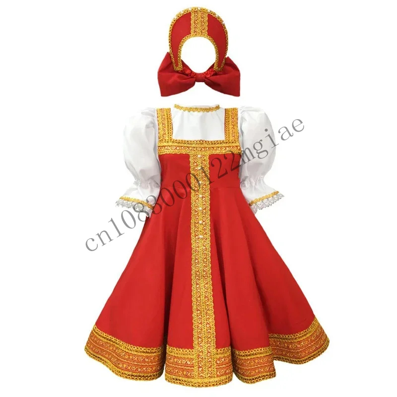 Рождественский детский косплей, костюм русской танцевальной девушки, красный сарафан, народное нарядное платье, вечерние детские национальные традиционные Clo CMM221 Рождественский детский косплей, костюм русской танцевальной девушки, красный сарафан, народное нарядное платье, вечерние детские национальные традиционные Clo CMM221