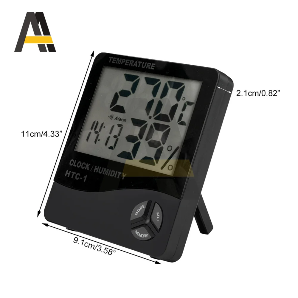 HTC-1 LCD Elektronik Digital Suhu Kelembaban Meter Indoor Outdoor Thermometer Hygrometer Weather Station Clock HTC-1