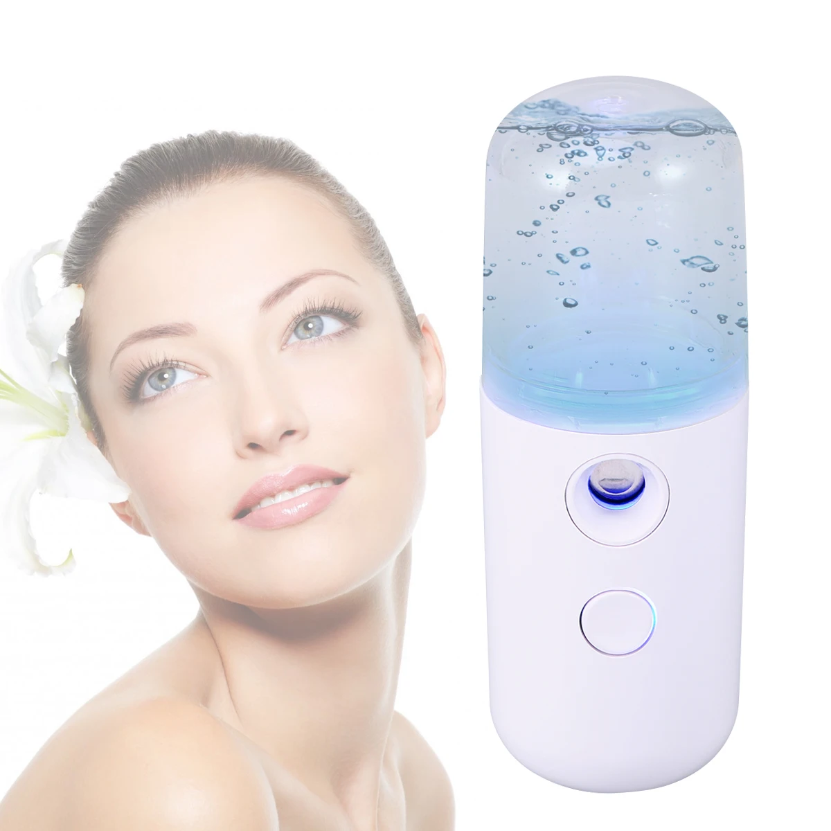 

Mini Portable Facial Steamer Nano Mist Face Sprayer Skincare Hydration Device Abs Non-Slip Usb Charging White