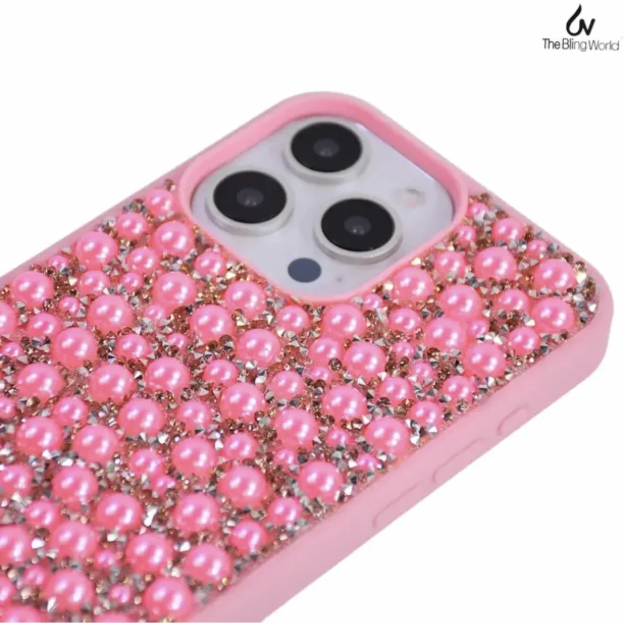 Pearl Flash Diamond Bling Luxury Phone Case For Iphone 16promax 15 14 13 12 Diamond Rhinestone Ladies Phone Case The Bling World