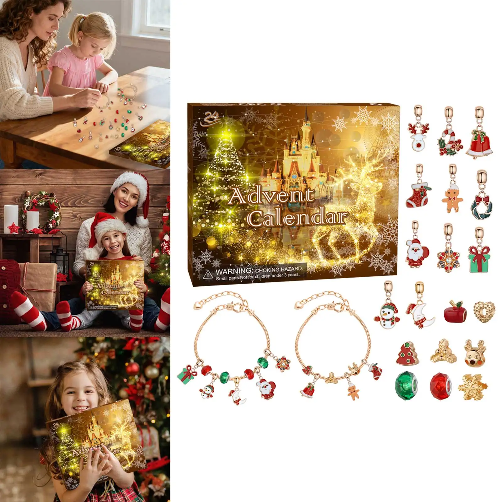 Two Minute Toothbrush Timer Countdown Christmas Advent Calendar For Kids Jewelry Set Ring Necklace Earrings Kids Stopwatch Timer