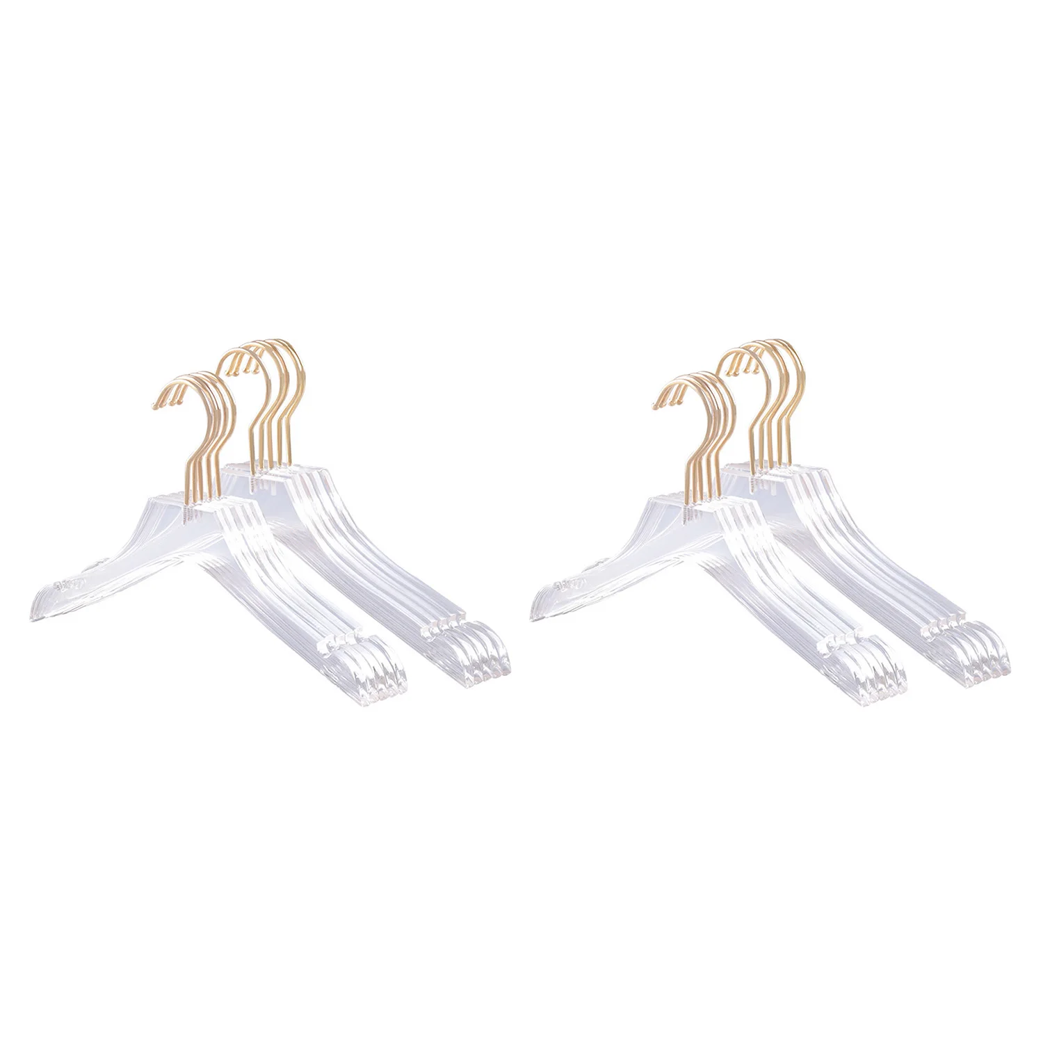 

10 Pcs Clear Acrylic Clothes Hanger With Gold Hook, Transparent Shirts Dress Hanger With Notches For Lady Kids S & L-B61B