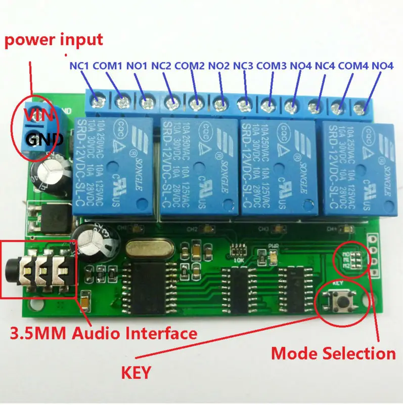 DC 12V 4CH MT8870 DTMF Tone Signal Decoder Phone Voice Remote Control Relay Switch Module For LED Motor Smart Home