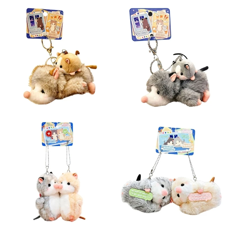 Mouse Keychain Pair with Separate Polyester Characters for Bags and Backpacks, Coordinated Pair Included 896C